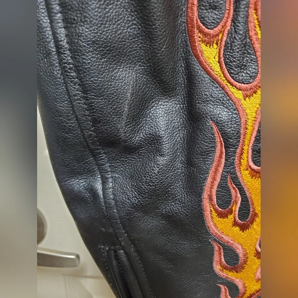 Harley Davidson Vintage Flame Ride Free Leather Jacket Size2XL RARE SIZE - Picture 9 of 17